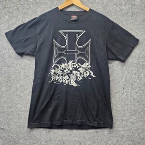 WWE Triple H T Shirt Mens Small Black‎ Tee Skulls Cross Gothic Y2K Grunge SHOOT